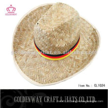 Chapeaux de paille d&#39;été pour décorer des chapeaux de cow-boy bon marché à l&#39;herbe kwai pour une promotion avec une bande de conception personnalisée